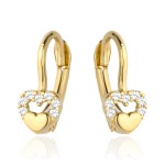 Kolczyki złote wypukłe serduszko w sercu z cyrkonii