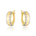 Kolczyki złote zaokrąglone z diamentowaniem w dwóch kolorach złota