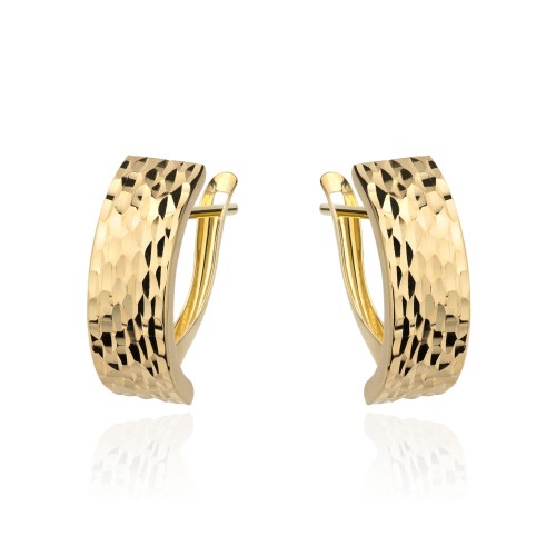 Kolczyki złote zdobione diamentowaniem