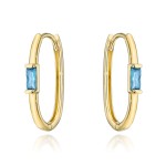 Kolczyki złote z centralnym błękitnym kamieniem