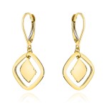 Kolczyki złote z wiszącym rombami na angielskim zapięciu