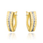 Kolczyki złote z diamentowaniem na środku w dwóch kolorach złota