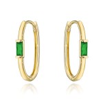 Kolczyki złote z centralnym zielonym kamieniem