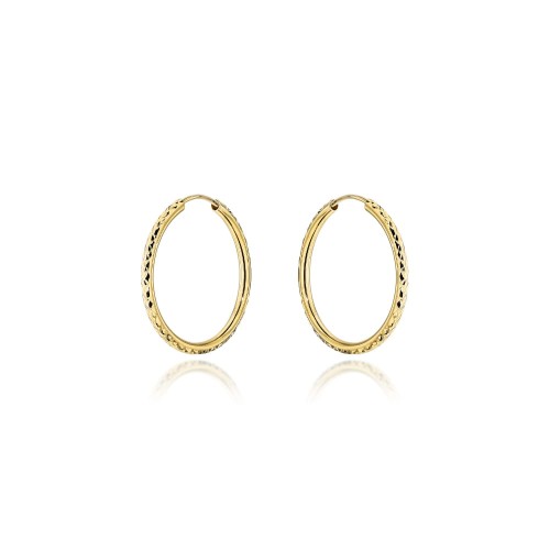 Kolczyki złote koła z diamentowaniem - 2,4cm