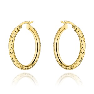 Kolczyki złote koła z diamentowaniem