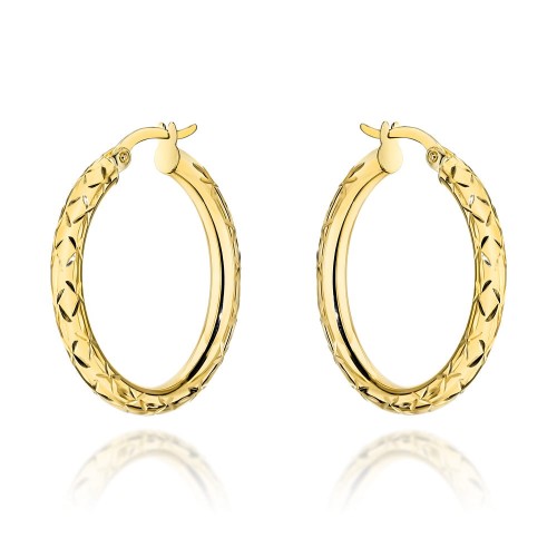 Kolczyki złote koła z diamentowaniem