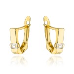 Kolczyki złote z białym prostokątnym kamieniem