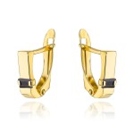 Kolczyki złote z czarnym prostokątnym kamieniem
