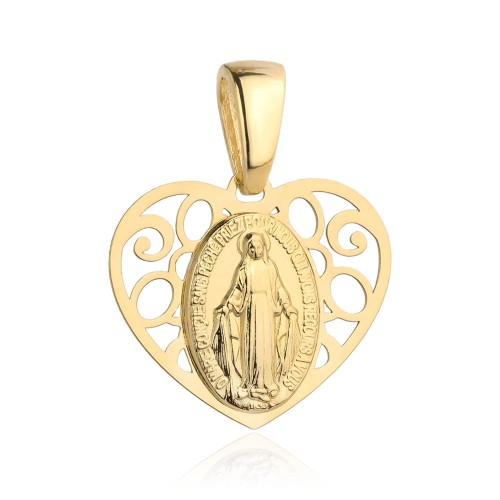 Medalik złoty cudowny w ażurowym sercu pr. 585
