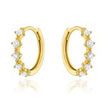 Kolczyki złote z białymi cyrkoniami na kreolu