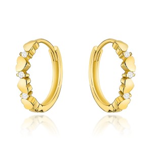 Kolczyki złote serduszka i cyrkonie