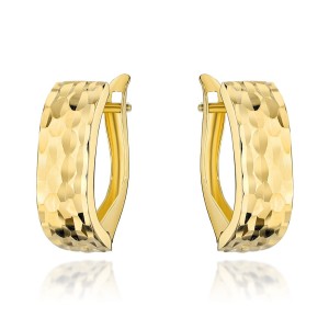 Kolczyki złote z diamentowaniem na angielskim zapięciu