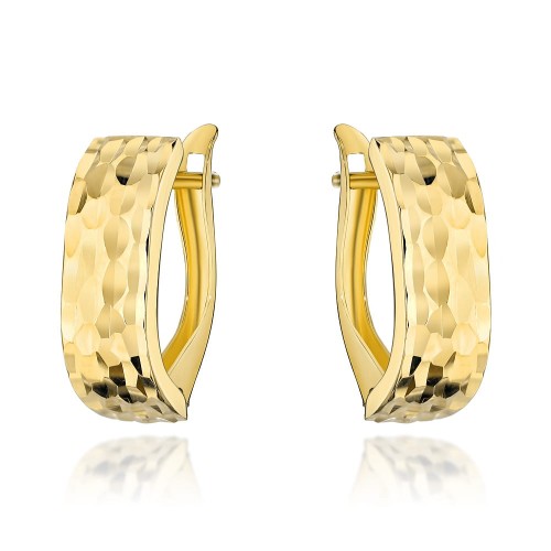 Kolczyki złote z diamentowaniem na angielskim zapięciu