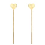 Kolczyki złote przewlekane diamentowane serca