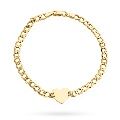 Bransoletka złota płaskie serce na łańcuszku pancerka