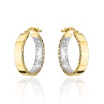 Kolczyki złote kółka wewnętrznie diamentowane w dwóch kolorach złota