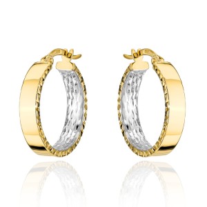 Kolczyki złote kółka wewnętrznie diamentowane w dwóch kolorach złota większe