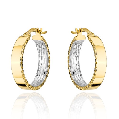 Kolczyki złote kółka wewnętrznie diamentowane w dwóch kolorach złota większe