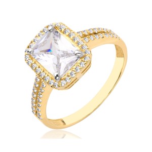 Złoty pierścionek klasyczny wzór duży kamień pr. 333 2.1009