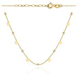 Gold necklace with full circles and diamond balls, 47+3 cm