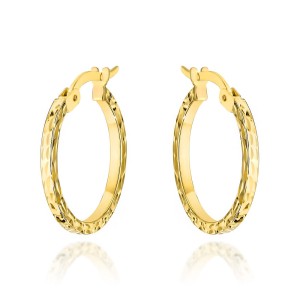 Kolczyki złote koła całościowo zdobione diamentowaniem małe