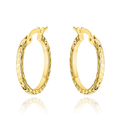 Kolczyki złote koła całościowo zdobione diamentowaniem małe