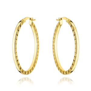 Kolczyki złote owale żłobione po bokach