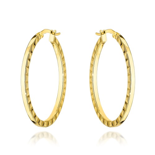 Kolczyki złote owale żłobione po bokach