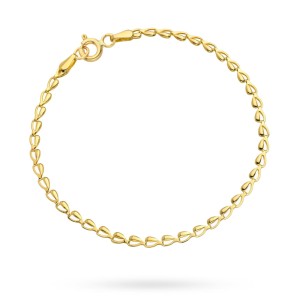 Gold bracelet composed of hearts with a round clasp
