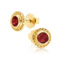 Ażurowe złote kolczyki czerwona cyrkonia pr. 333 1.815scz