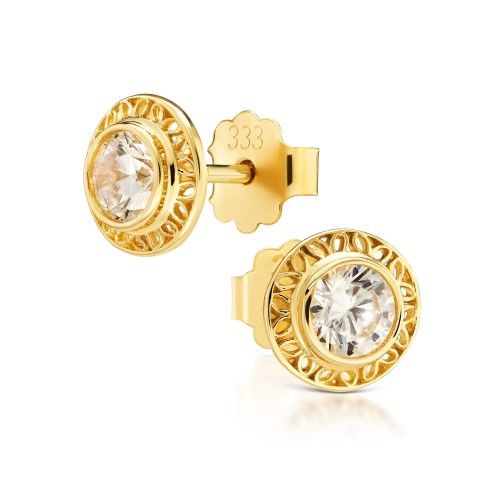 Ażurowe złote kolczyki z białą cyrkonią pr. 333 1.815s