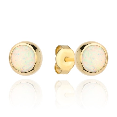 Kolczyki złote opal w oprawie złota 8mm
