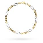Gold bracelet with diamond leaves in two colors of gold
