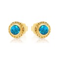 Ażurowe złote kolczyki turkusowa cyrkonia pr. 333 1.815st