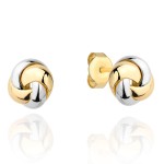 Kolczyki złote supełki w dwóch kolorach złota
