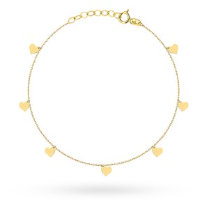 Bransoletka złota pełne serduszka na nogę