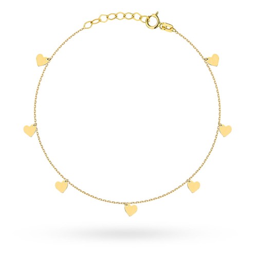 Bransoletka złota pełne serduszka na nogę