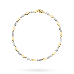 Bransoletka złota zdobiona diamentowaniem i rodowana