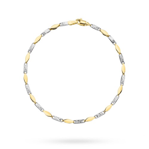 Bransoletka złota zdobiona diamentowaniem i rodowana