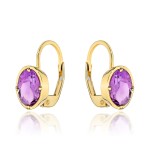 Kolczyki złote z kolekcji "COLORFUL STONE" - ametyst owal