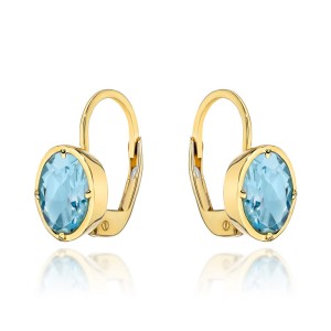 Kolczyki złote z kolekcji "COLORFUL STONE" - topaz owal