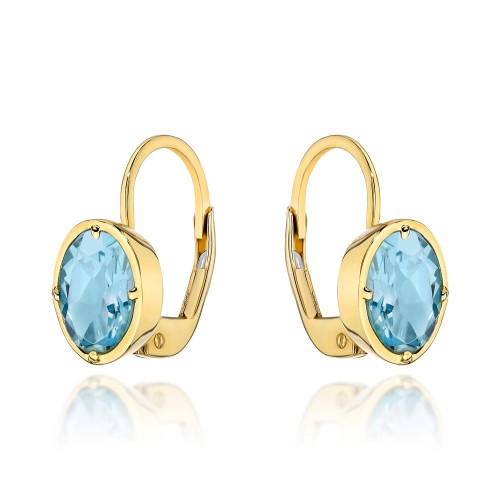 Kolczyki złote z kolekcji "COLORFUL STONE" - topaz owal