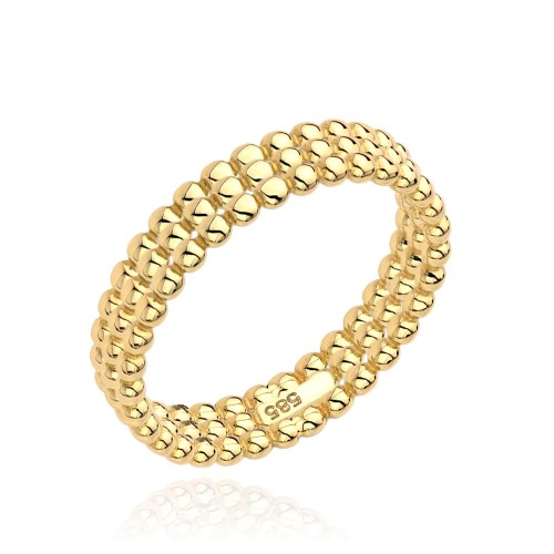 Pierścionek złoty trzy rzędy kuleczek