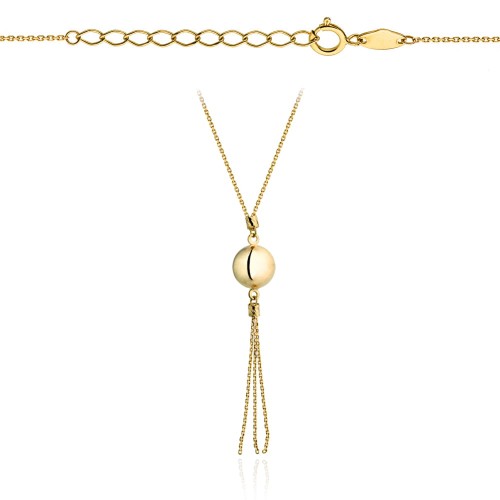Celebrytka naszyjnik złota kulka z wiszącymi łańcuszkami