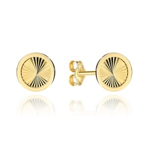 Gold hoop earrings with diamonds in a smooth frame