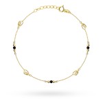 Bransoletka złota z czarnymi kamieniami i kulkami party