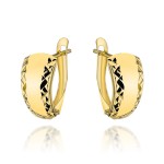 Kolczyki złote gładkie z diamentowanymi brzegami