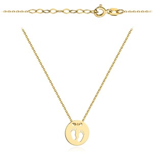 Naszyjnik złoty stópki w pełnym kółeczku