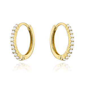 Kolczyki złote z cyrkoniami na kreolu