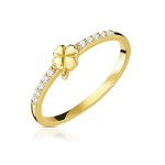 Gold clover ring and a row of zircons